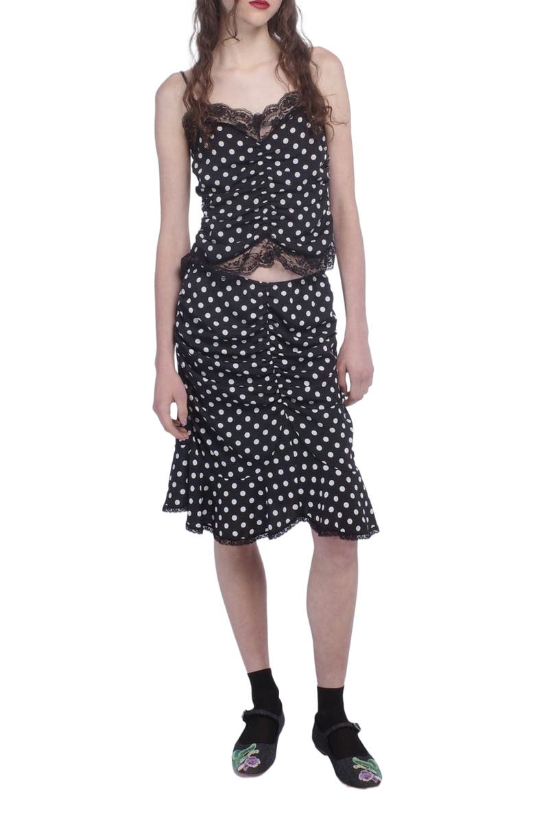 Anna Sui Polka Dot Ruched Skirt, Main, color, 