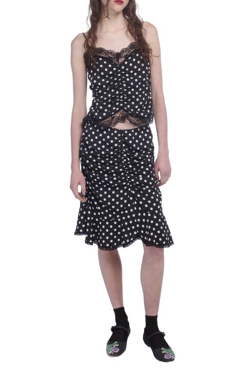 Polka Dot Ruched Skirt