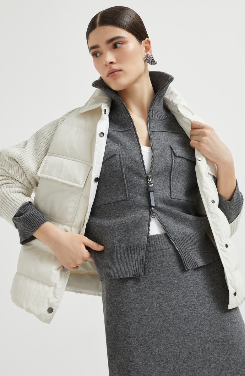 Brunello Cucinelli Cotton down jacket, Alternate, color, Ivory