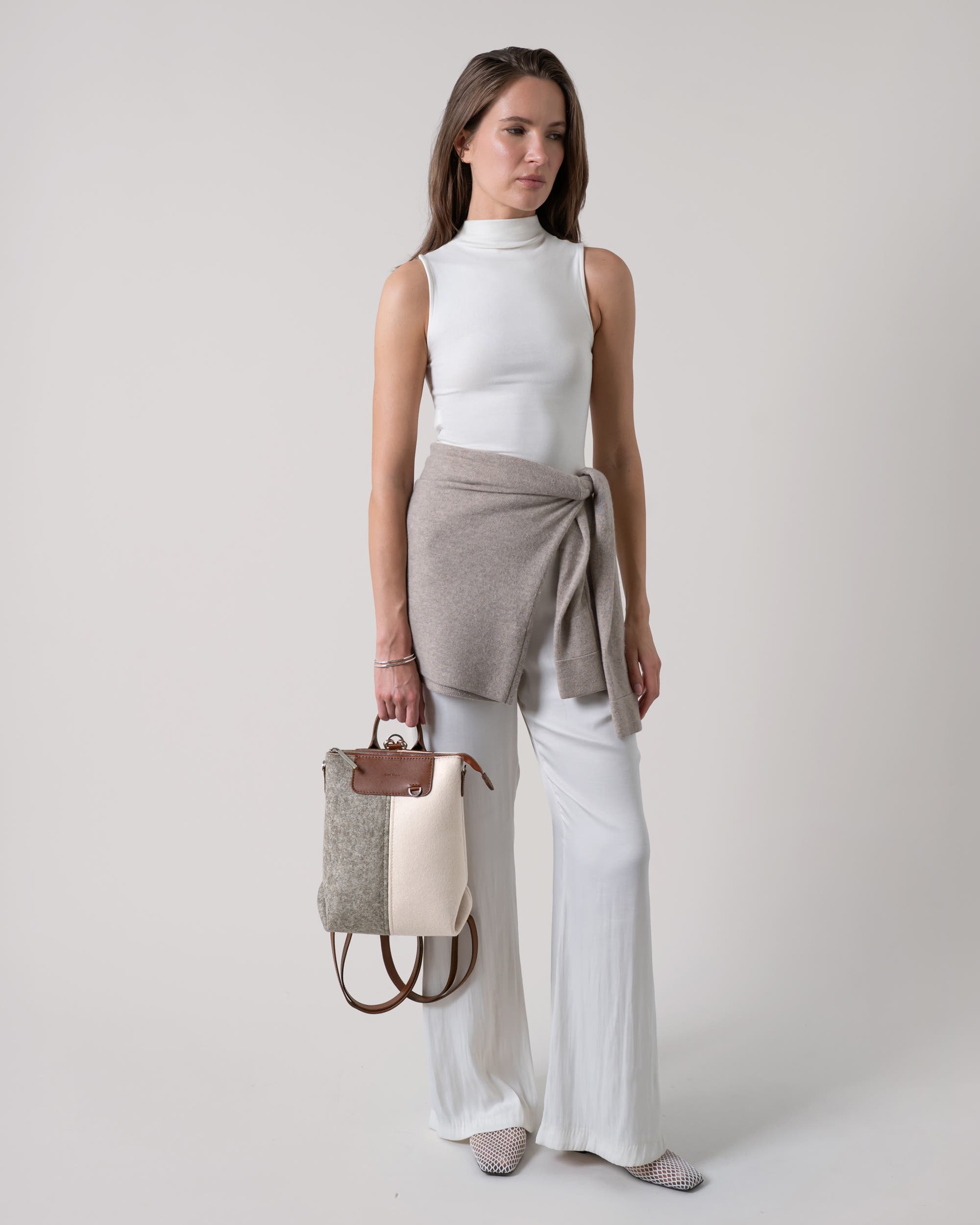 Bedford Merino Wool Midi Colorblock Backpack, Alternate, color, Ash Brown/Feather