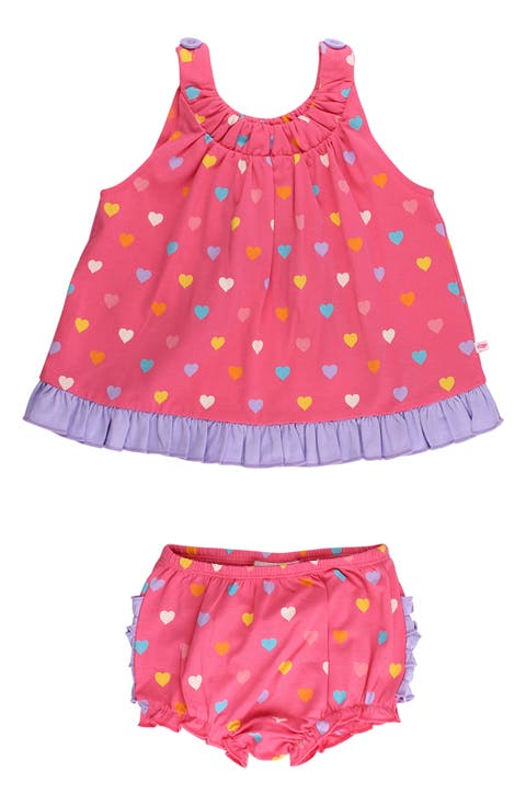 Kids
 Heart Print Cotton Ruffle Swing Top and Bloomer Set (Baby 
Toddler)