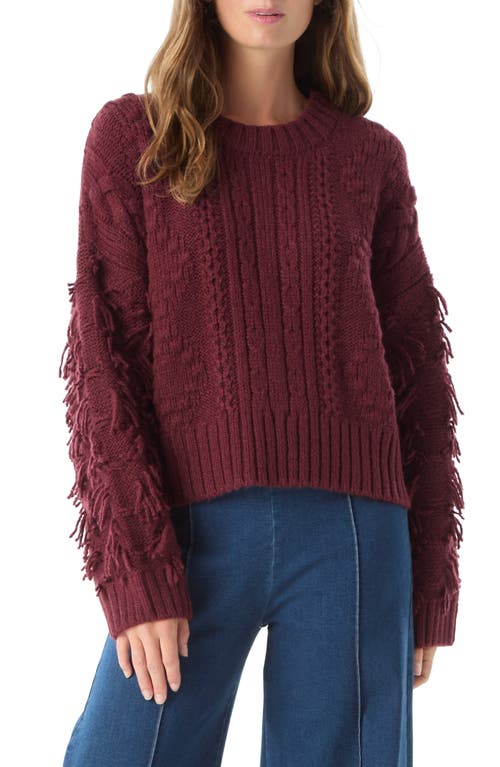 Do By Dee Ocleppo Cassia Fringe Cable Sweater In Burgundy