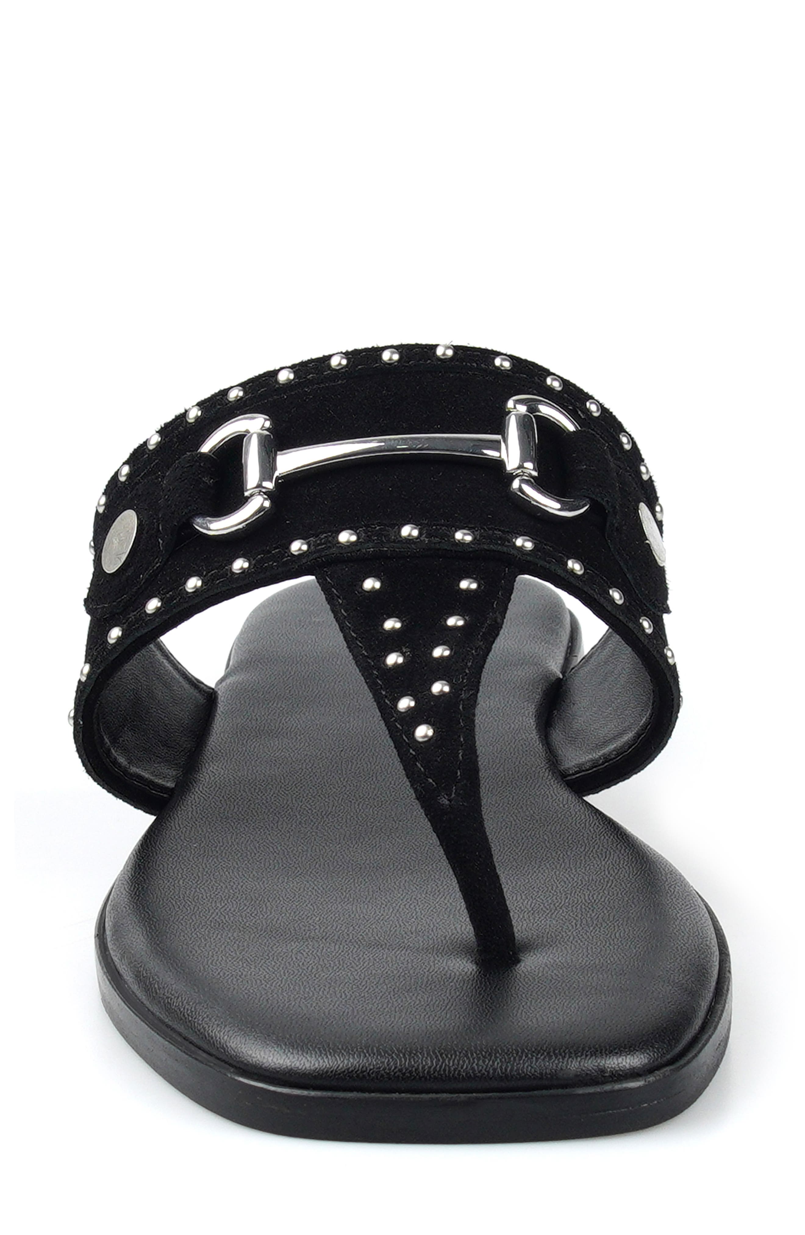 Lynwood Leather Flip Flop, Alternate, color, BLACK SUEDE