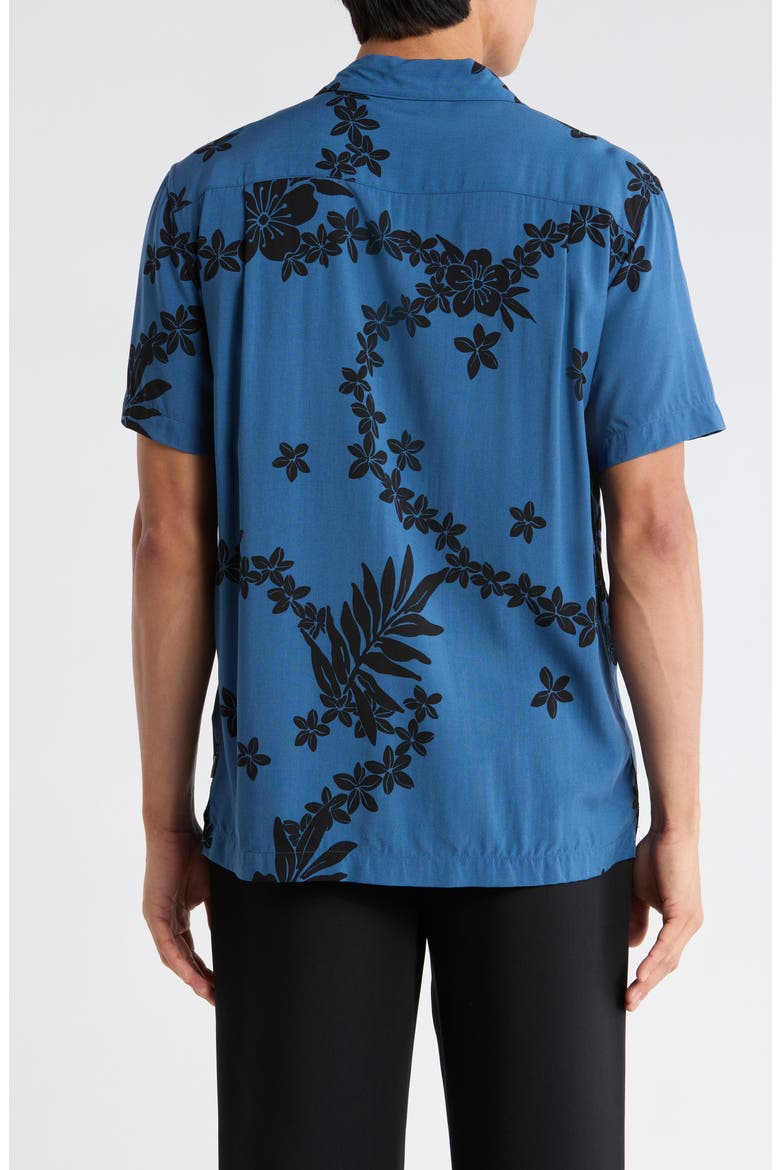 Floral Camp Shirt, Alternate, color, OCEAN
