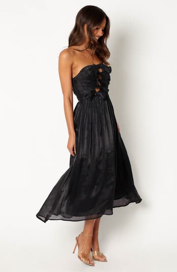 Mila Strapless Bow Cutout Midi Dress