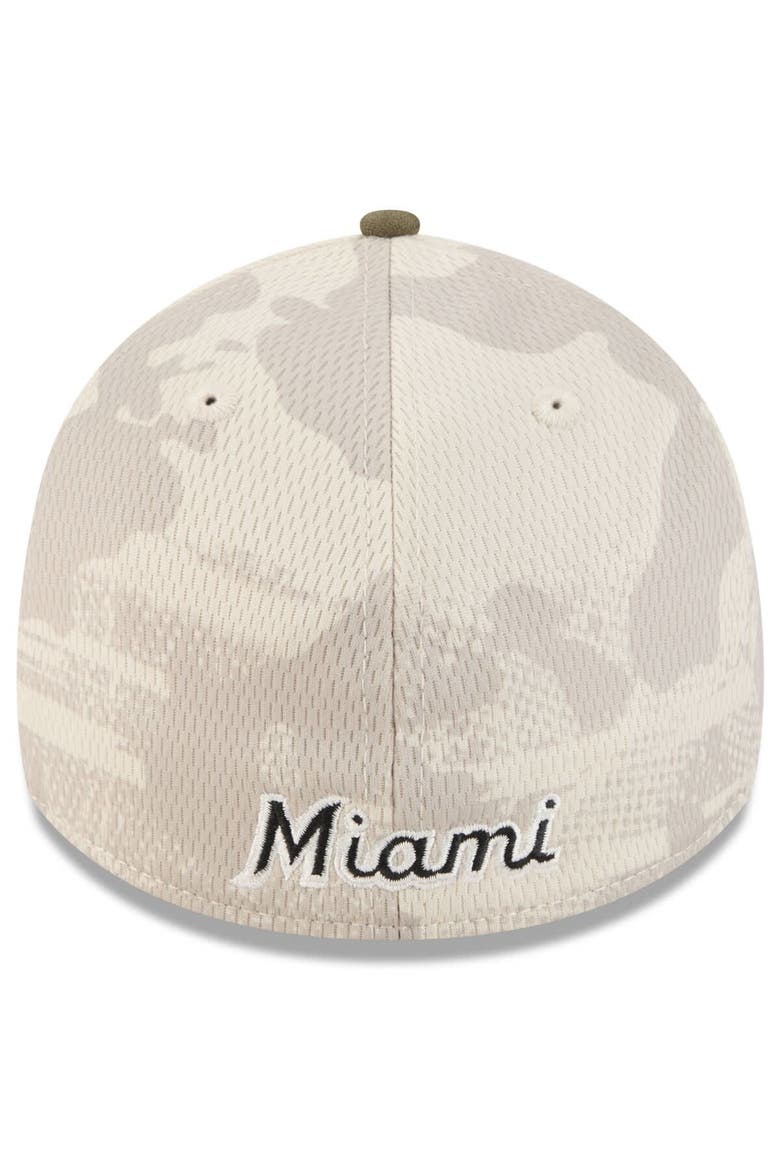 Men's New Era Light Beige/Olive Miami Marlins 2025 Armed Forces Day 39THIRTY Flex Hat, Alternate, color, Light Beige