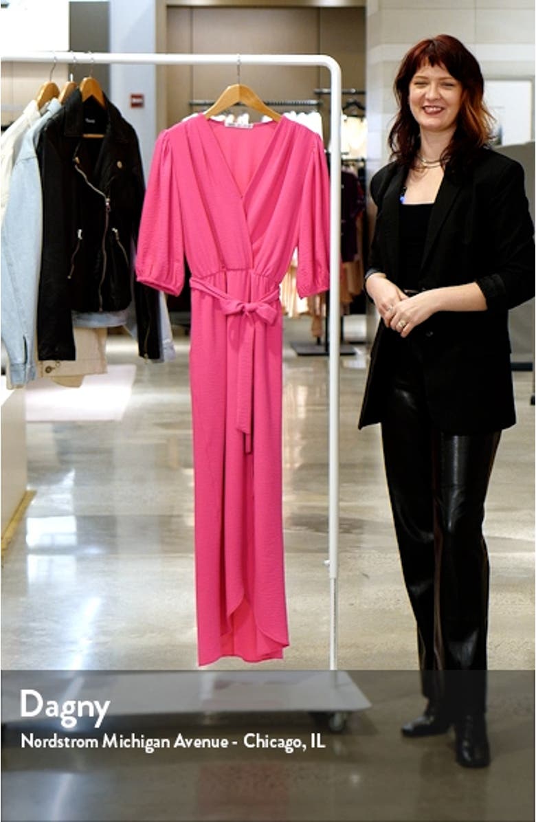 Puff Sleeve Faux Wrap Maxi Dress, sales video thumbnail