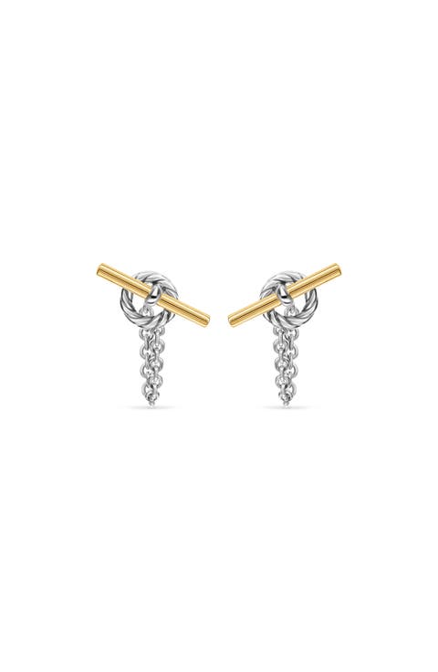 DY Mercer® Bold Toggle Stud Earrings in Sterling Silver with 18K Yellow Gold, 50.4mm