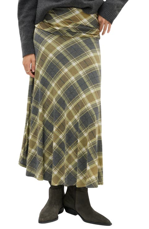 Check Plaid Midi Skirt
