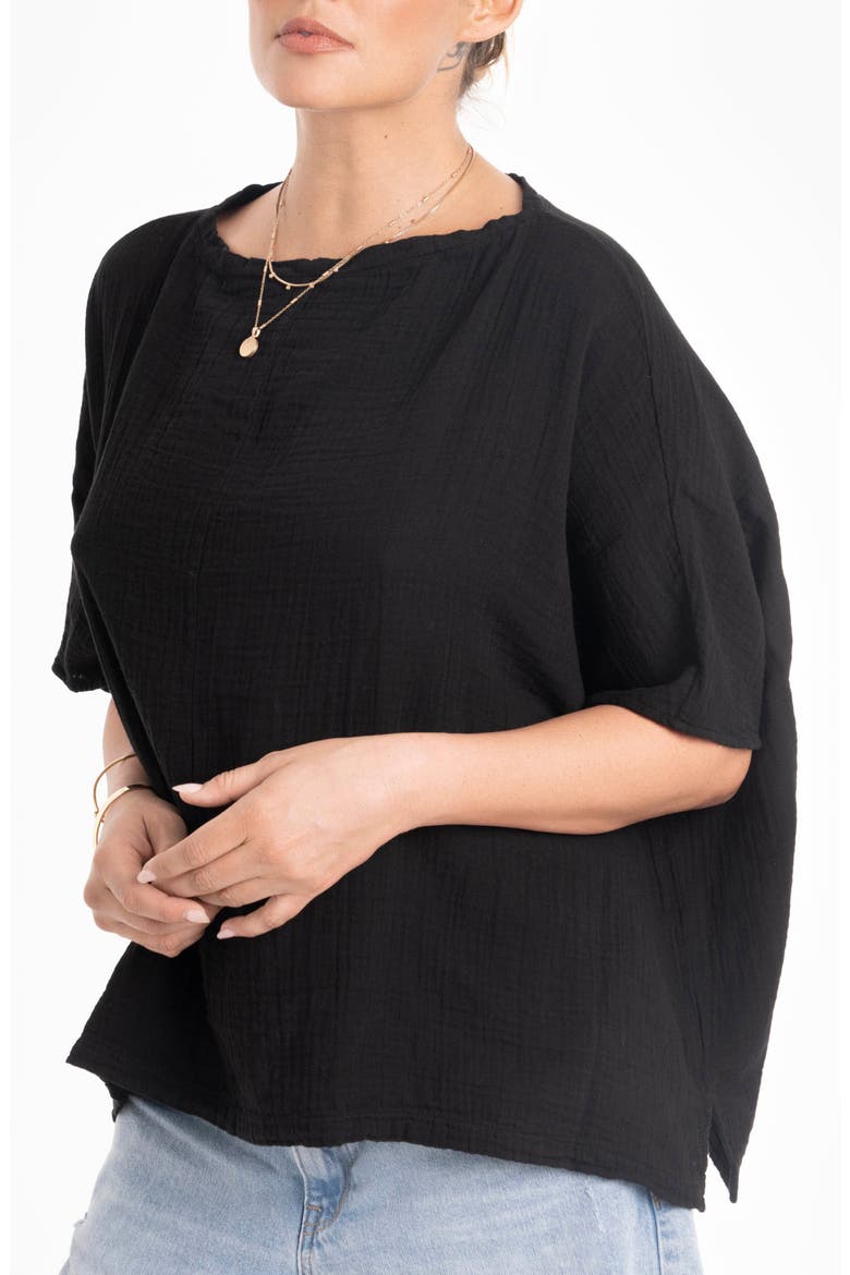 Square Gauze Top, Alternate, color, Black