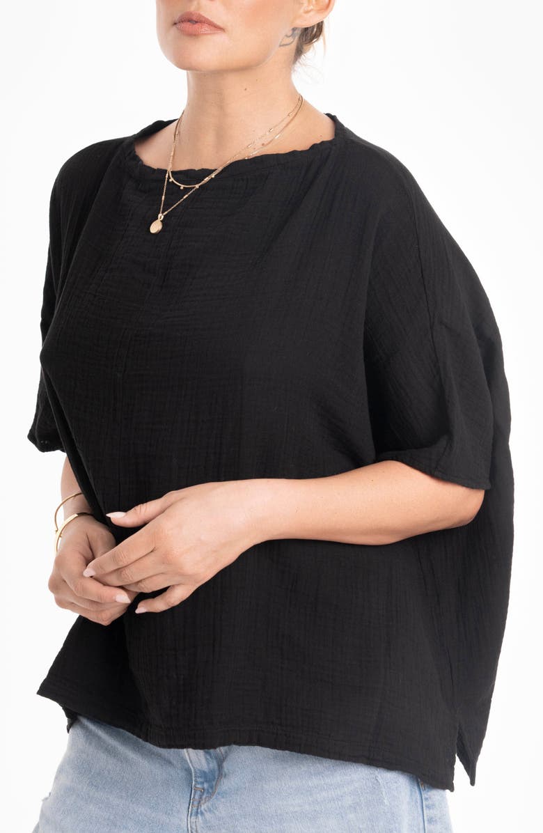ocean+main Square Gauze Top, Alternate, color, Black