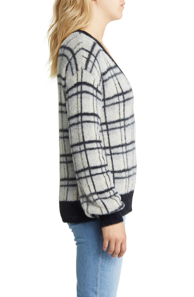 Halogen<sup>®</sup> V-Neck Plaid Jacquard Sweater, Alternate, color, 