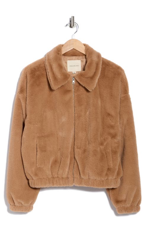 Thread & Supply Faux Fur Zip Bomber Jacket In Brown