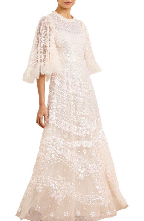 Anais Sequin 3/4 Sleeve Maxi Gown