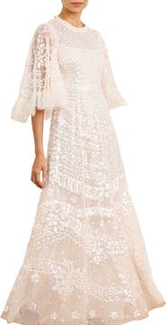 Needle & Thread Anais Sequin 3/4 Sleeve Maxi Gown