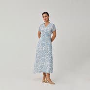 Reistor Soft Floral Wrap Midi Dress