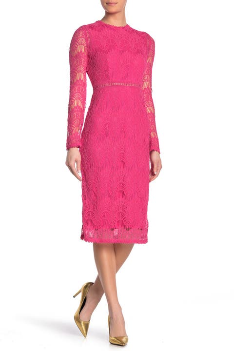 Lace Long Sleeve Midi Dress