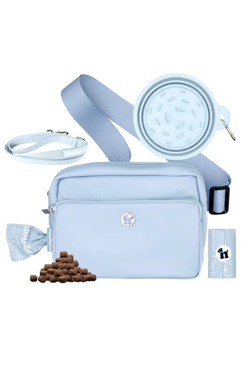 3-in-1 Dog Walking Bag with Waste Bags plus Travel Bowl and Reflective Leash