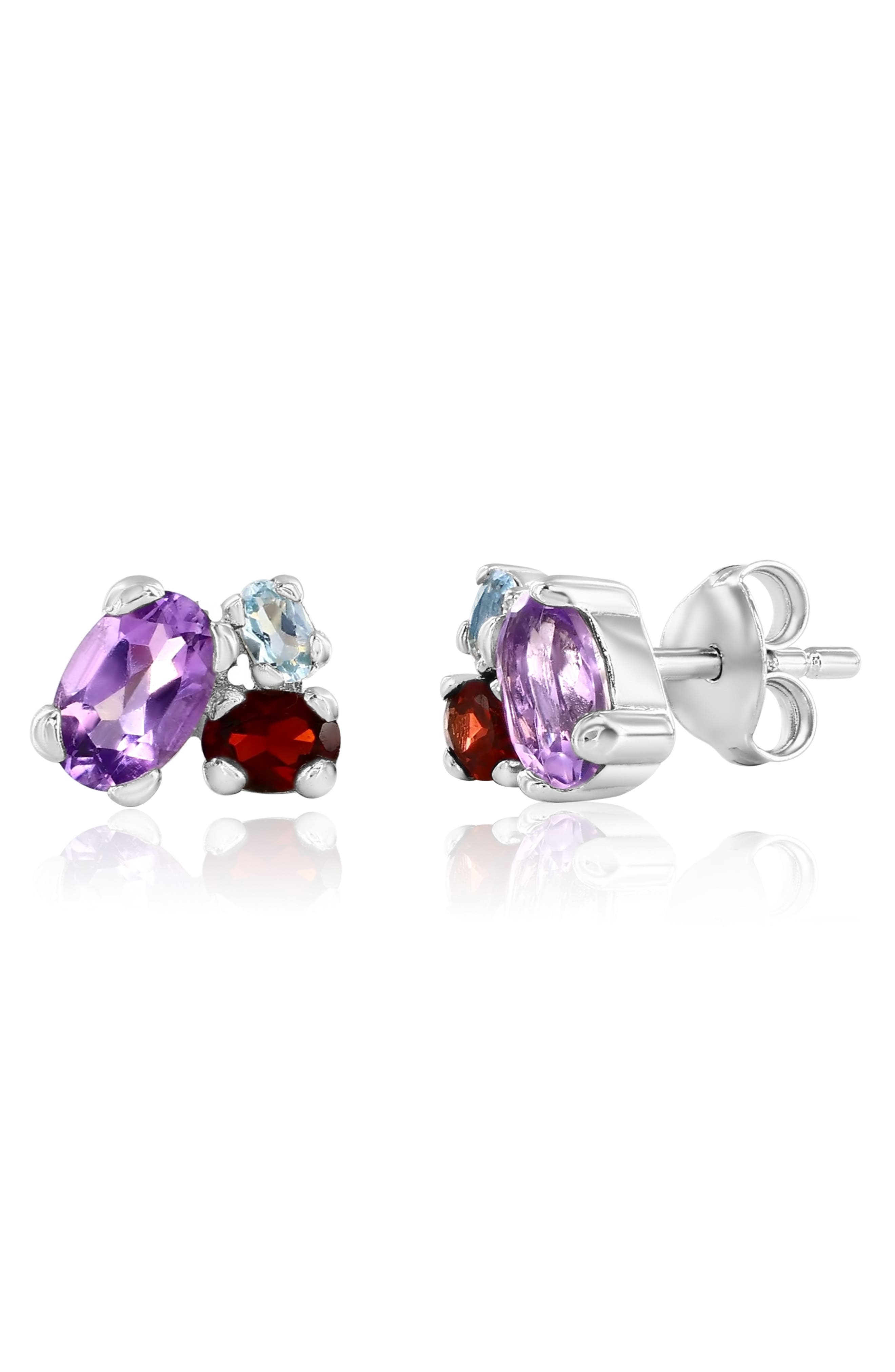 Multi-Oval Cubic Zirconia Stud Earrings