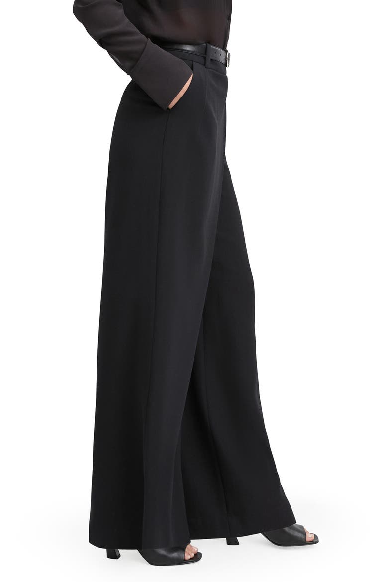 The Power Play Wrap Front Wide Leg Pants, Alternate, color, BLACK