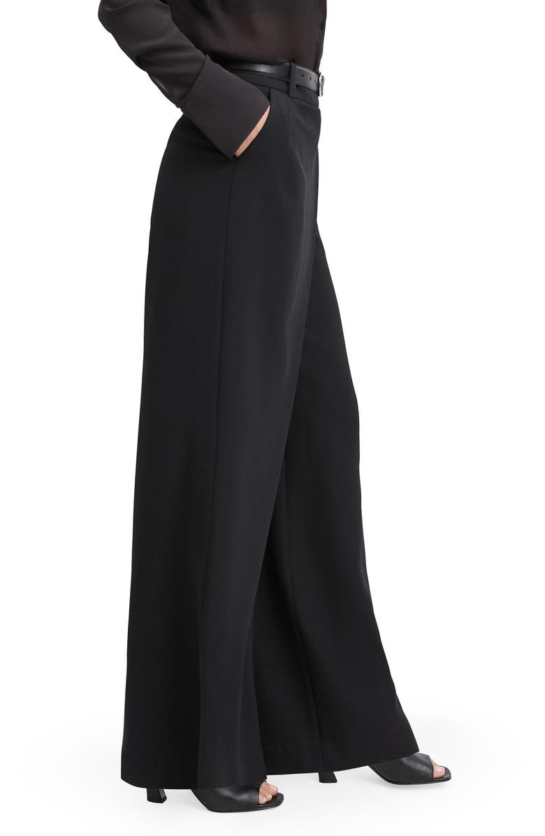 Favorite Daughter The Power Play Wrap Front Wide Leg Pants, Alternate, color, Black