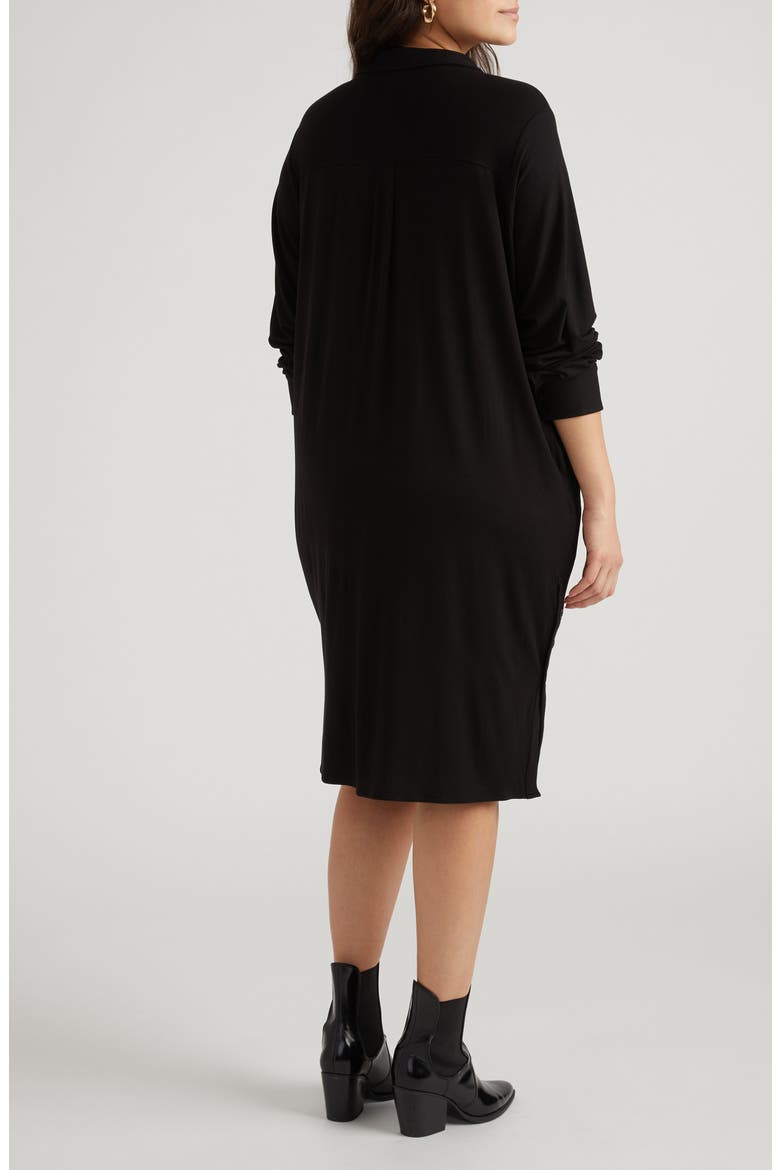 Sally Long Sleeve Shirtdress, Alternate, color, BLACK