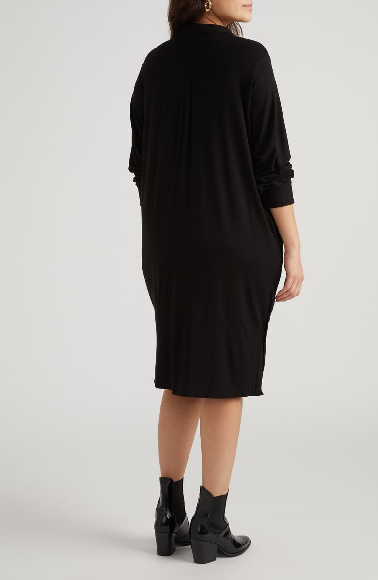 Universal Standard Sally Long Sleeve Shirtdress, Alternate, color, Black