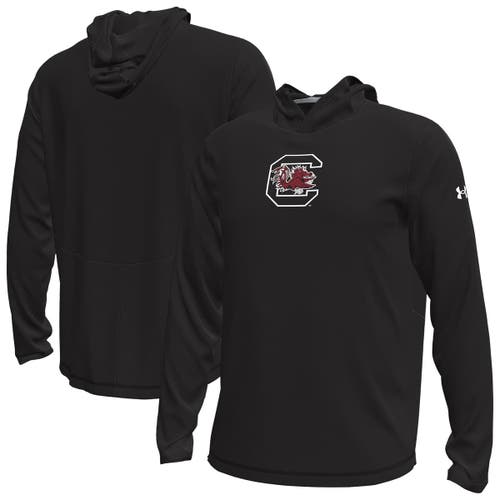 Under Armour Men's Black South Carolina Gamecocks Sideline Knockout Long-sleeve Hooded T-shirt In Black