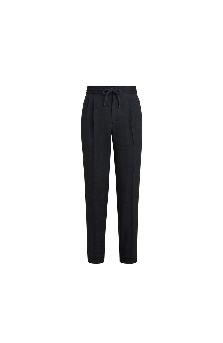 Brunello Cucinelli Trousers with drawstring and double pleats, Alternate, color, Anthracite