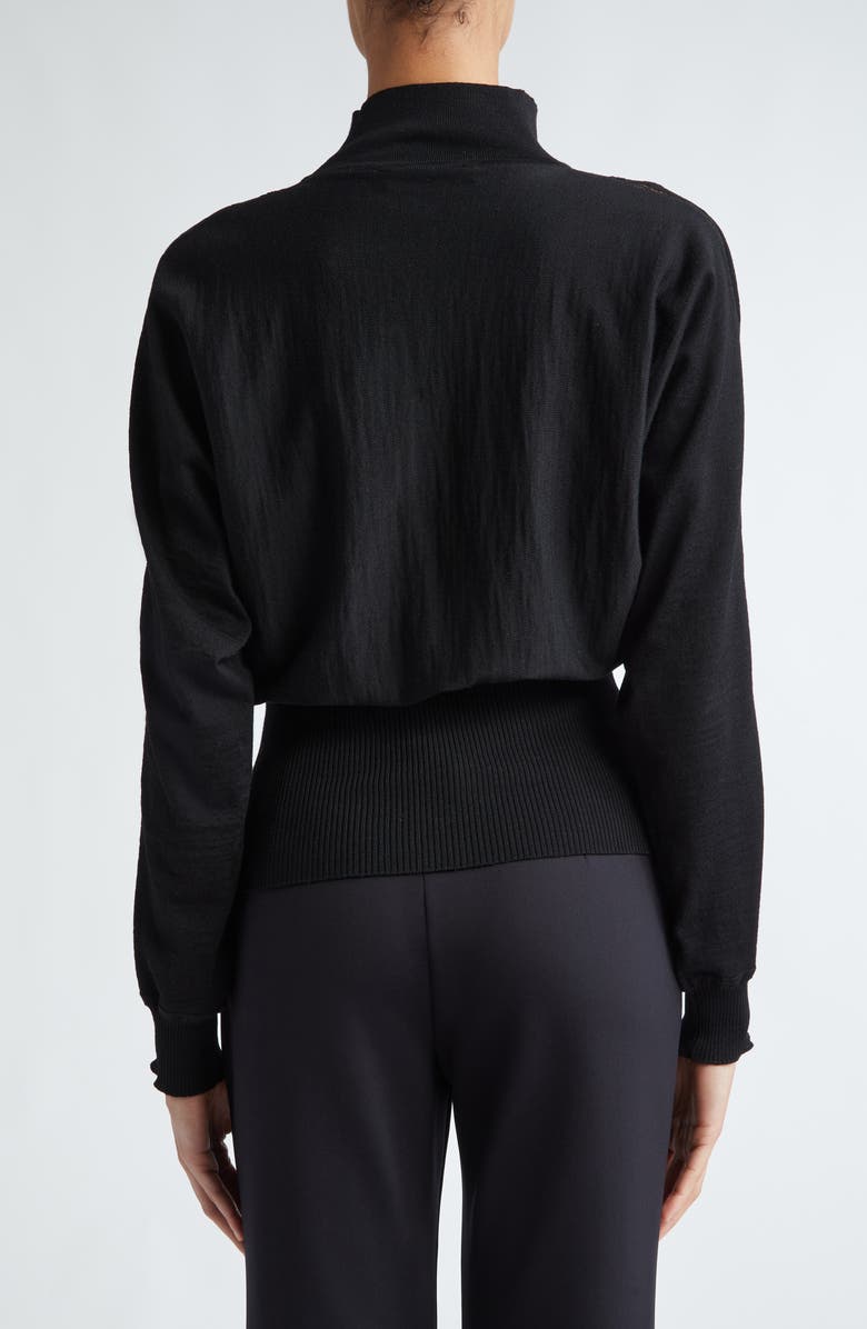 Max Mara Arda Lace Inset Virgin Wool Mock Neck Sweater, Alternate, color, 