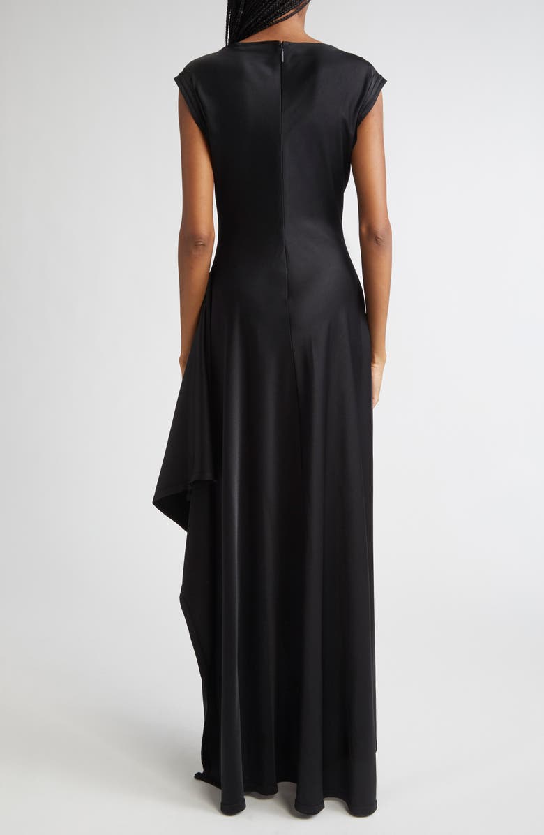 Jason Wu Collection Asymmetric Crepe Back Satin Gown, Alternate, color, Black