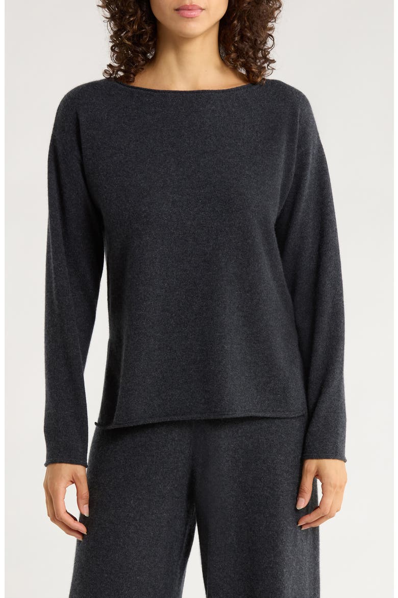 Cashmere Lounge Top, Main, color, DARK CHARCOAL HEATHER