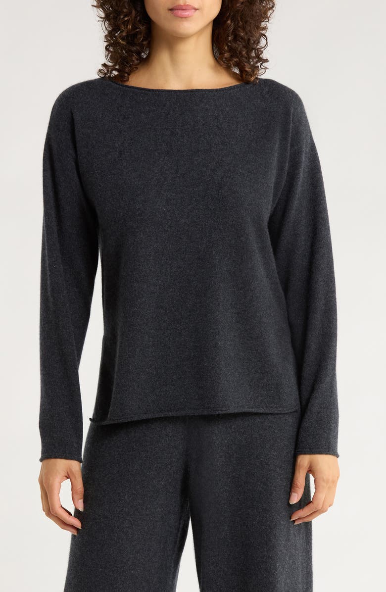 Nordstrom Cashmere Lounge Top, Main, color, Dark Charcoal Heather