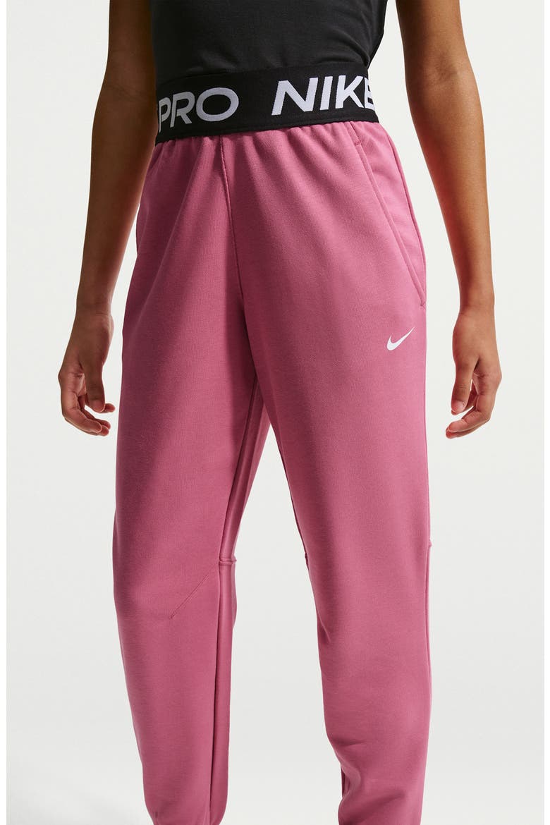 Kids' Pro Fleece Elastic Waist Joggers, Alternate, color, PEONY/ PEONY/ BLACK / WHITE
