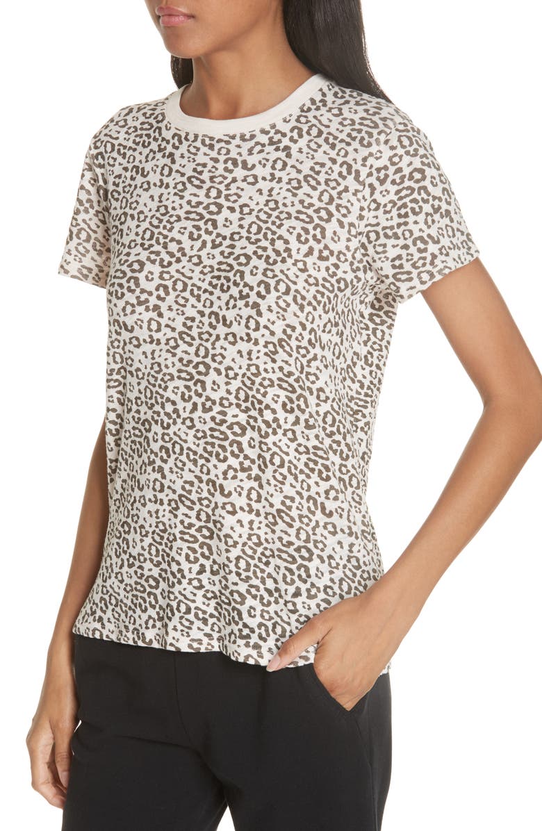 ATM Anthony Thomas Melillo Schoolboy Slubbed Leopard Tee, Alternate, color, 