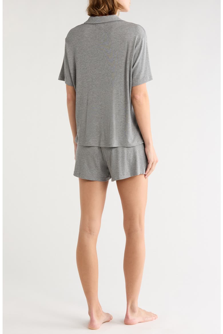 Tranquility Rib Shortie Pajamas, Alternate, color, GREY HEATHER