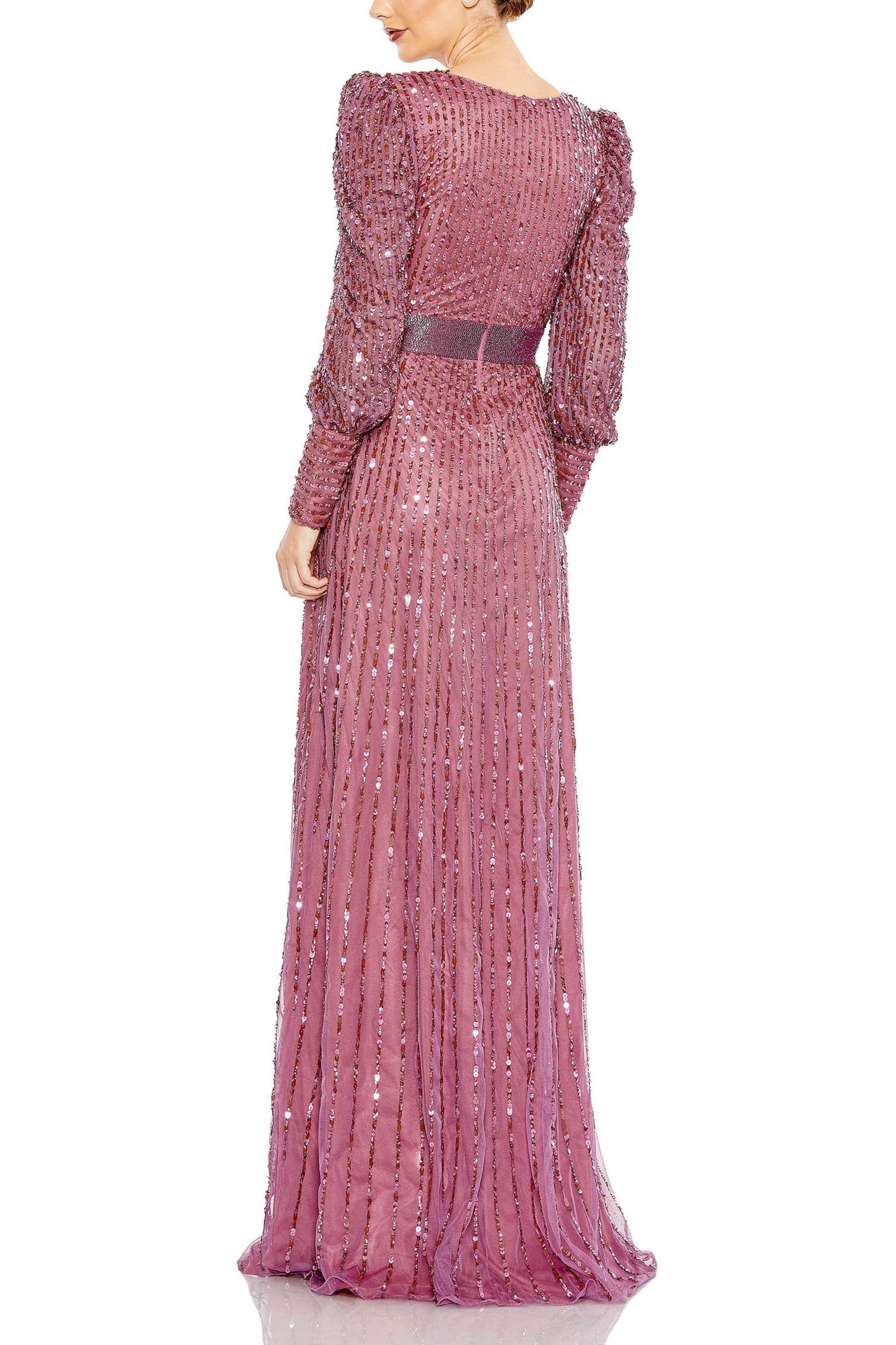 Sequined Wrap Over Bishop Sleeve Gown - image 2