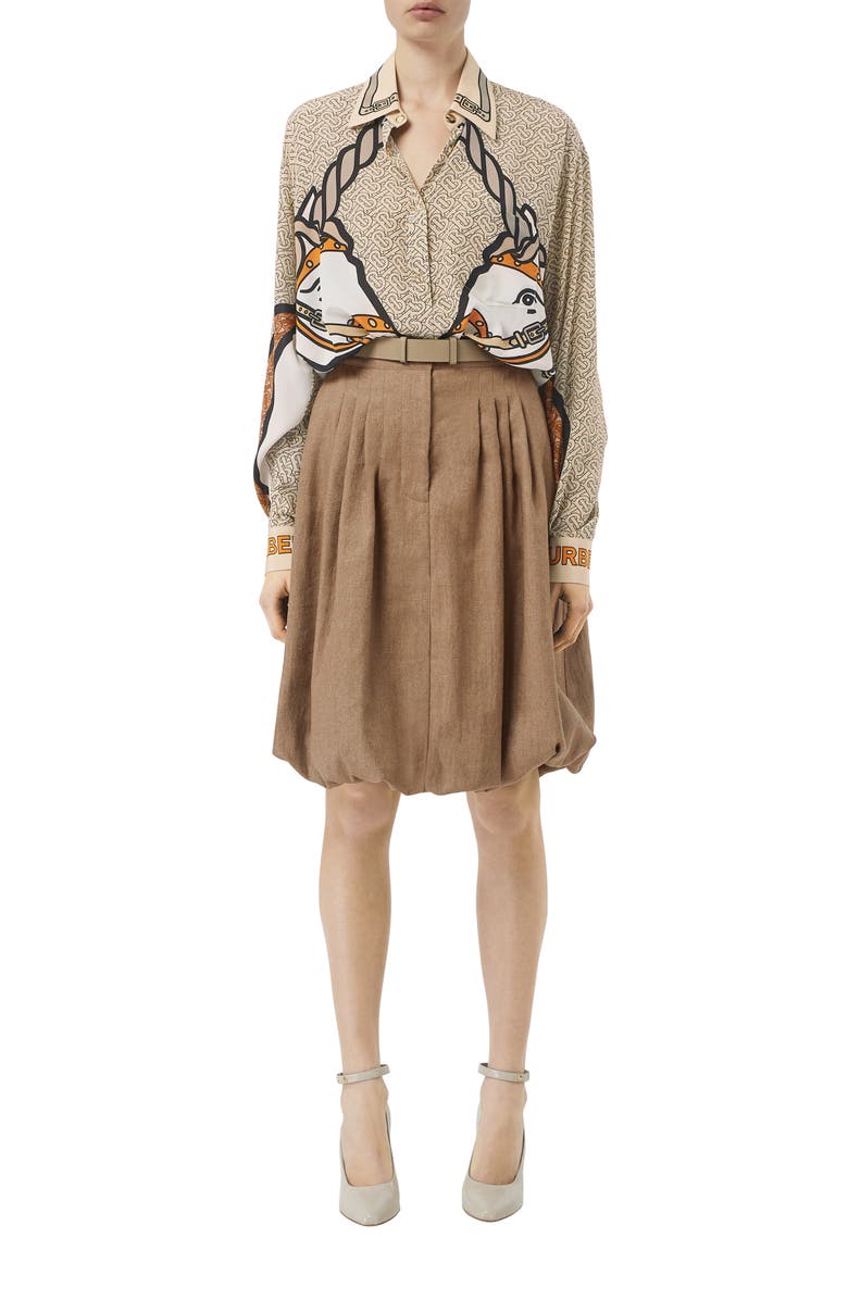 Burberry Unicorn & TB Monogram Print Silk Shirt, Alternate, color, 