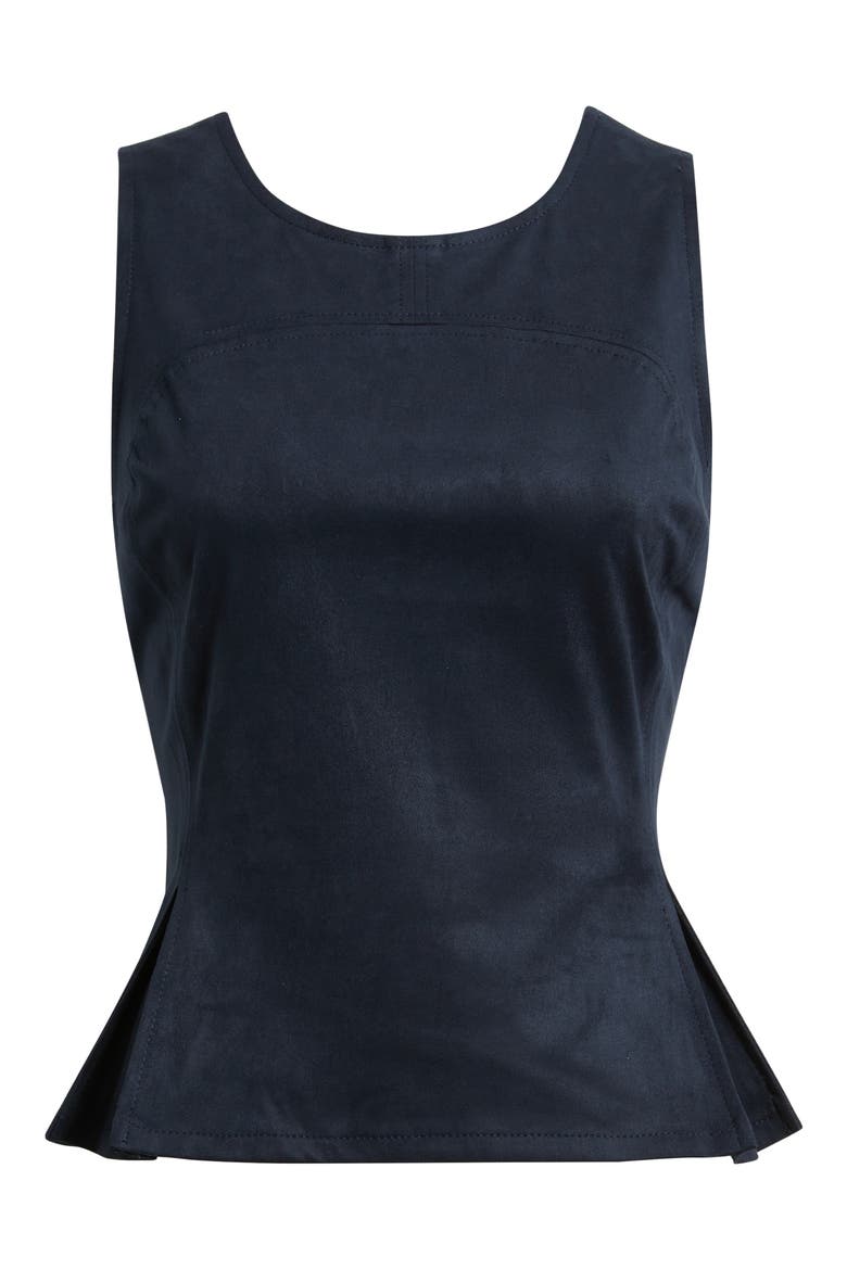 Pleated Hourglass Sleeveless Faux Suede Top, Alternate, color, MIDNIGHT