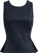 CITY BLUES Pleated Hourglass Sleeveless Faux Suede Top