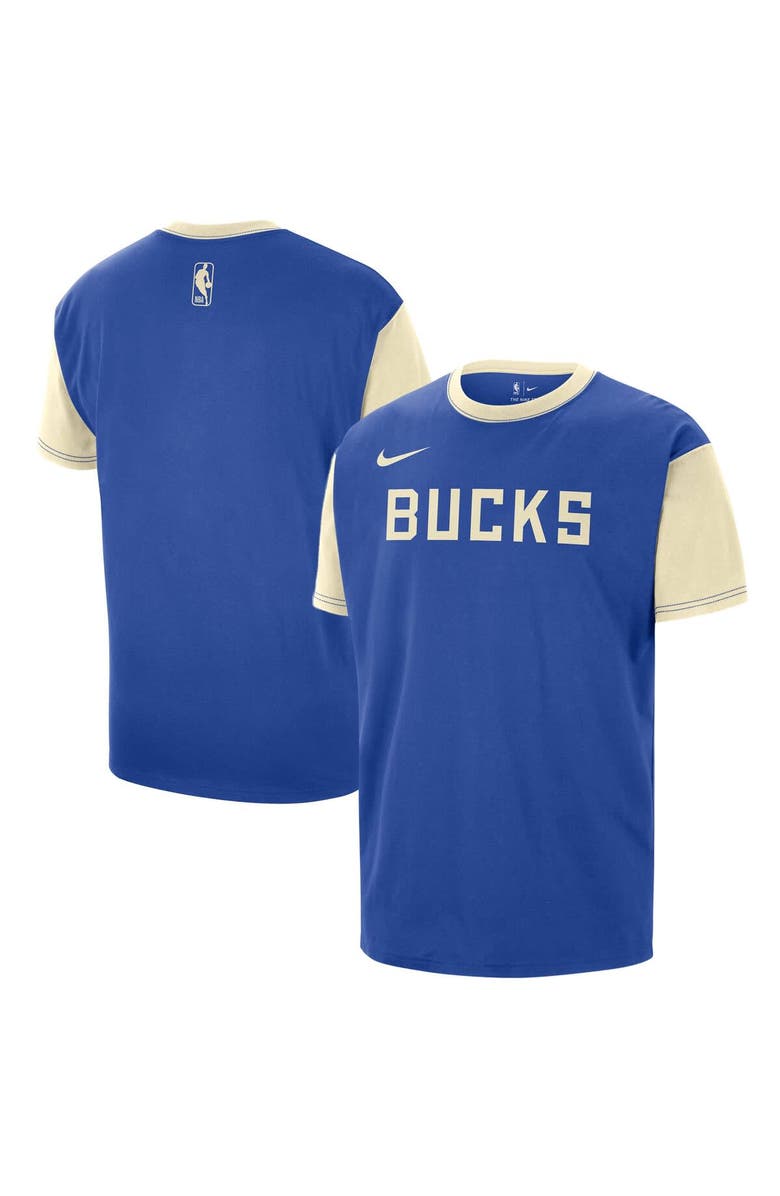 Nike Men's Nike Royal Milwaukee Bucks 2024/25 City Edition Courtside Color Block T-Shirt, Main, color, 