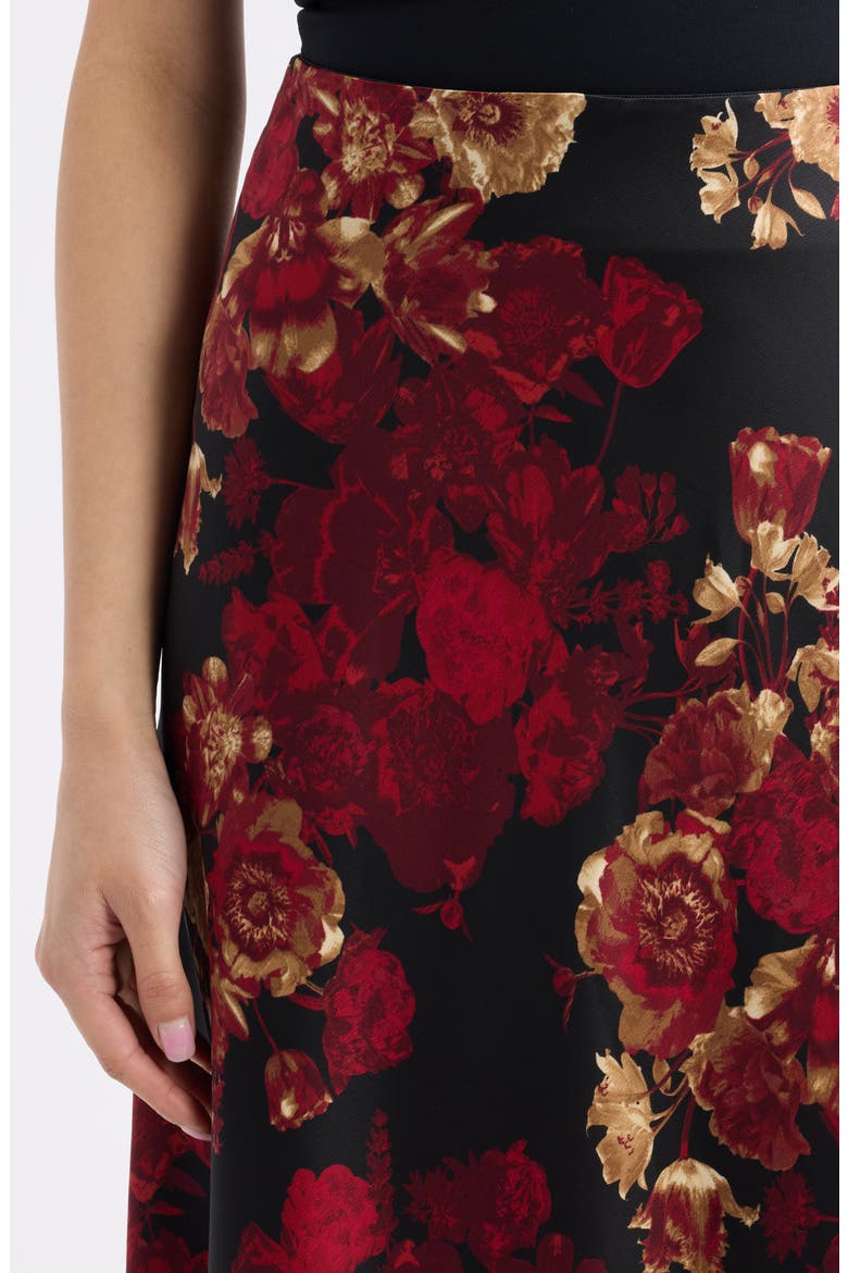 Bias Cut Flared Midi Skirt, Alternate, color, TITIAN RED MULTI