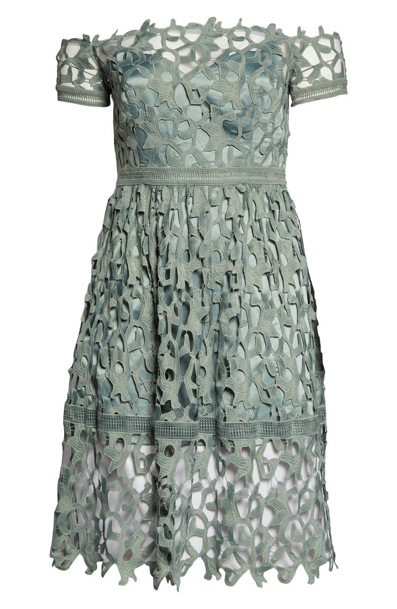 Chi Chi London Lace Off The Shoulder Dress, Alternate, color,