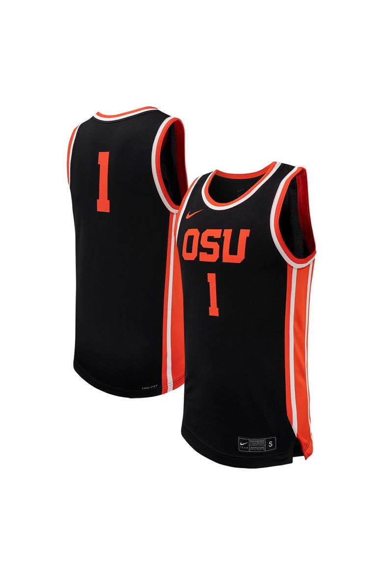 Men's Nike #1 Black Oregon State Beavers Replica Basketball Jersey, Main, color, Black