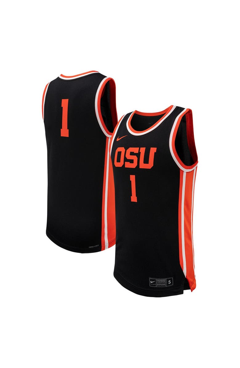 Nike Men's Nike #1 Black Oregon State Beavers Replica Basketball Jersey, Main, color, Black
