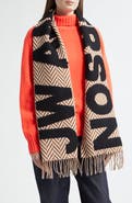 JW Anderson Logo Wool & Alpaca Blend Fringe Scarf