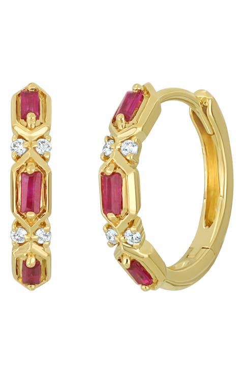 El Mar Ruby & Diamond Hoop Earrings