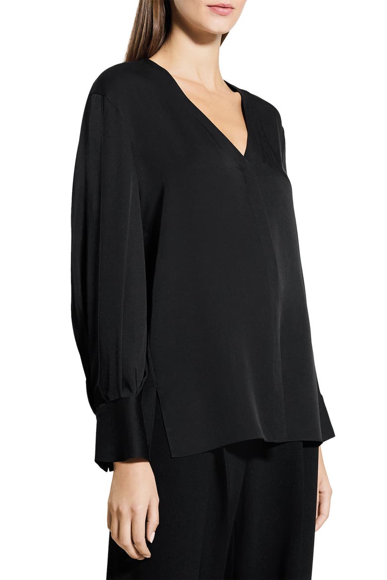 Woven Silk Shirt, Alternate, color, BLACK