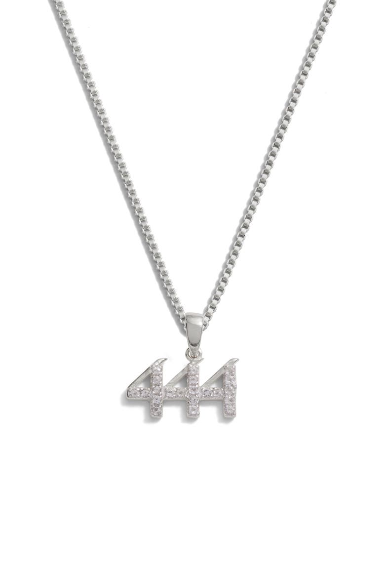 Pavé Angel Number Necklace, Main, color, STERLING SILVER - 444