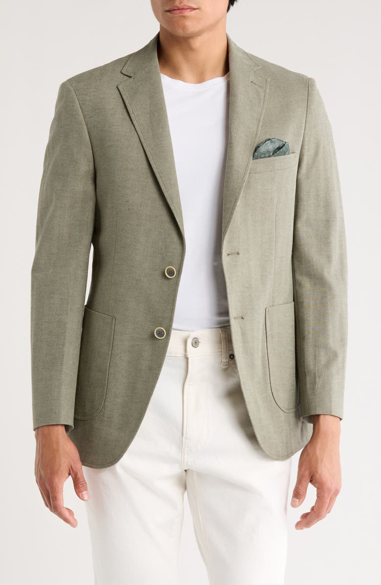 Lucky Brand Slim Fit Herringbone Cotton & Linen Sport Coat, Main, color,